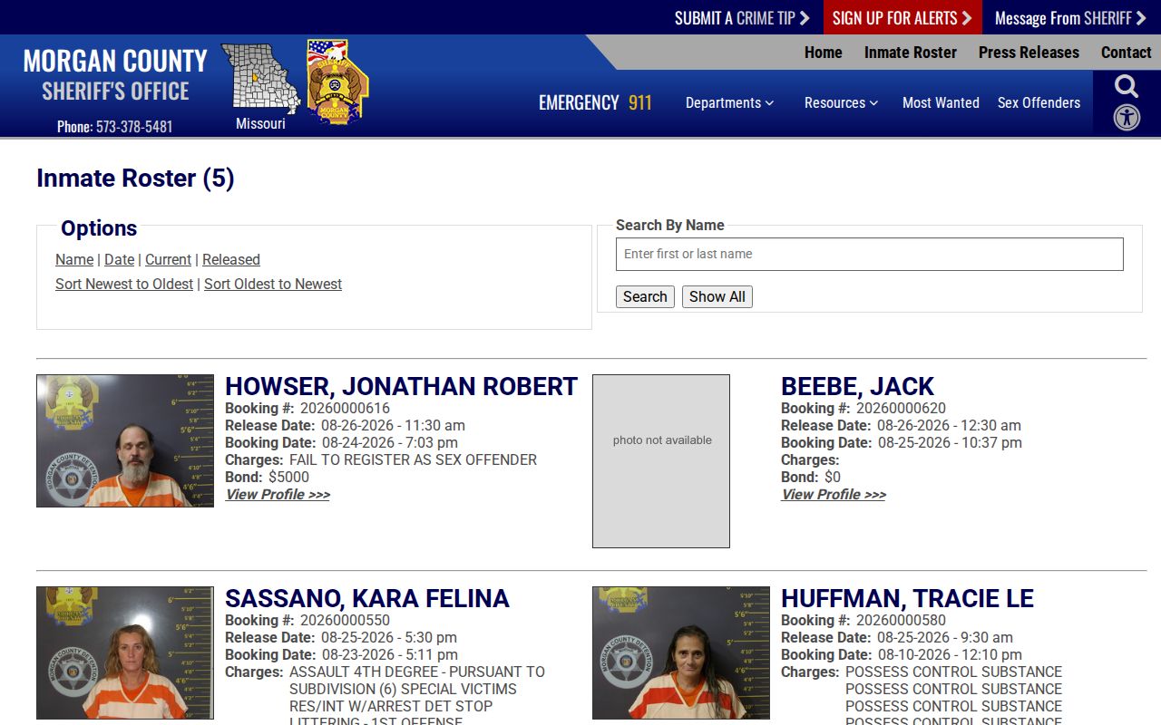 Morgan County Adult Detention Center 48-hour release record view