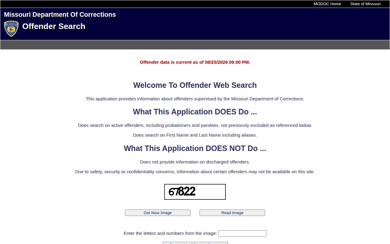 Morgan County record research through Missouri Department of Corrections offender search fields